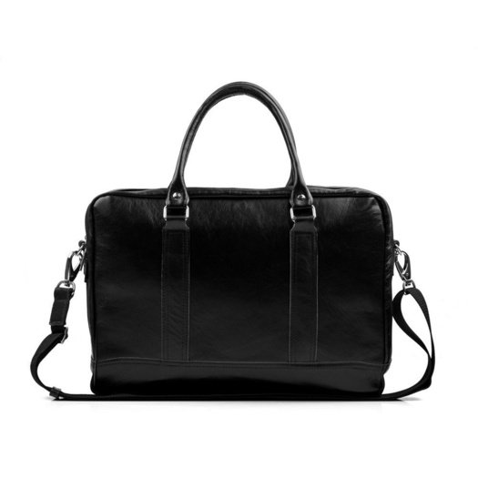 Black leather shoulder laptop bag SL02 ABERDEEN