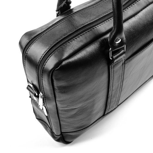 Black leather shoulder laptop bag SL02 ABERDEEN