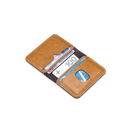 Slim leather men's wallet SOLIER SW11 SLIM LIGHT BROWN