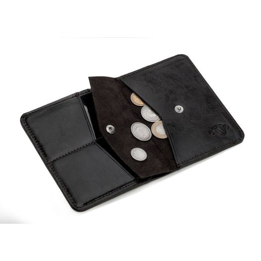 Slim leather men's wallet with coin holder SOLIER SW15 SLIM DARK BROWN