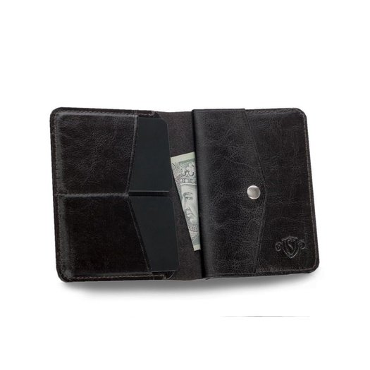 Slim leather men's wallet with coin holder SOLIER SW15 SLIM DARK BROWN