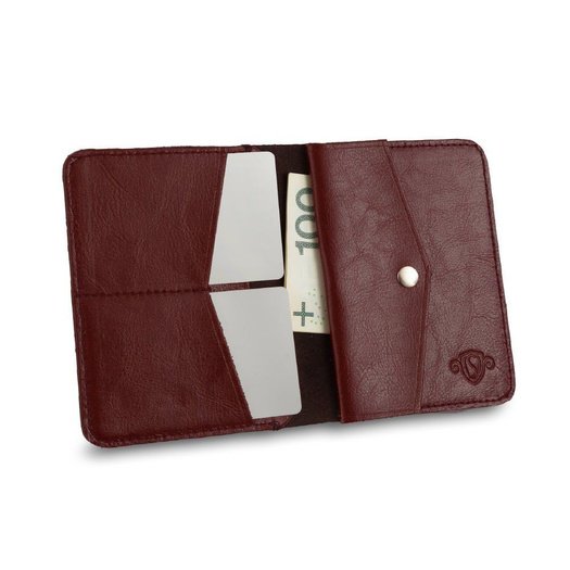 Slim leather men's wallet with coin holder SOLIER SW15 SLIM BROWN