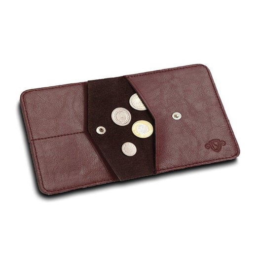 Slim leather men's wallet with coin holder SOLIER SW15 SLIM BROWN