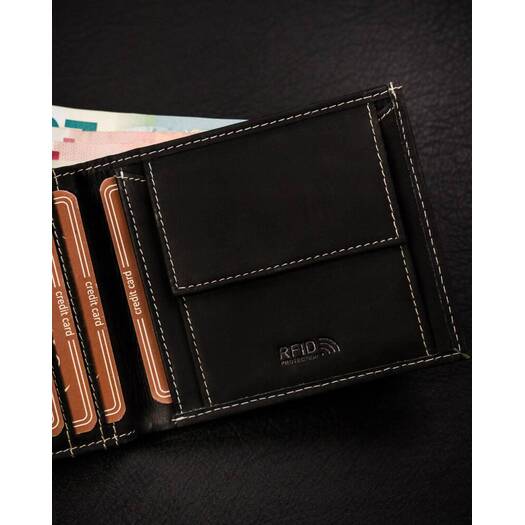 Leather wallet RFID BUFFALO WILD MR-01-BAW-BL