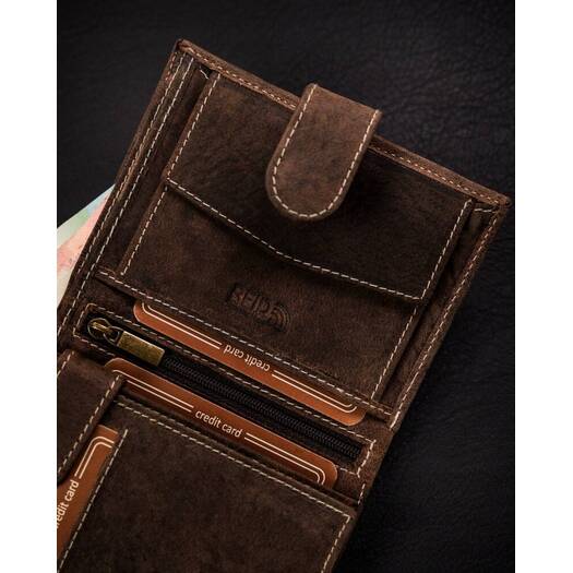 Leather wallet RFID BUFFALO WILD MR-04L-BAW-BL