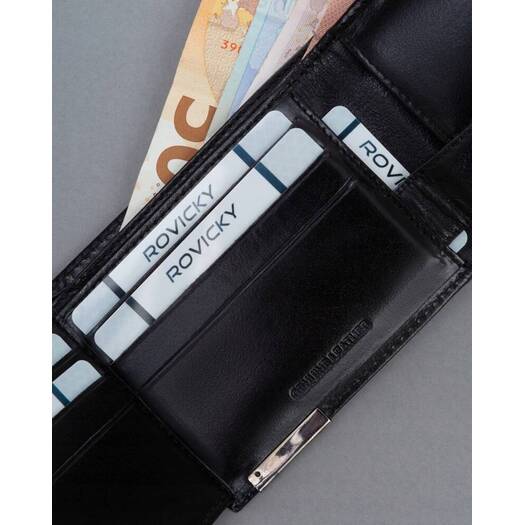 Leather wallet RFID RONALDO RM-05L-BCF-BP