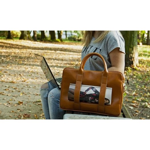 Elegant shoulder laptop bag Felice Gold Dulce