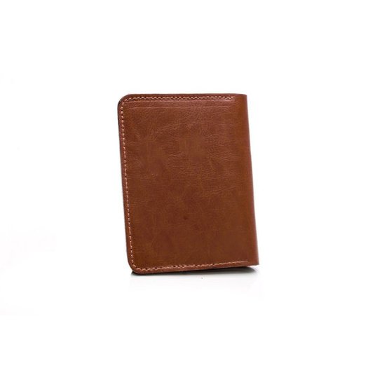 Slim leather men's wallet with coin holder SOLIER SW15 SLIM BROWN