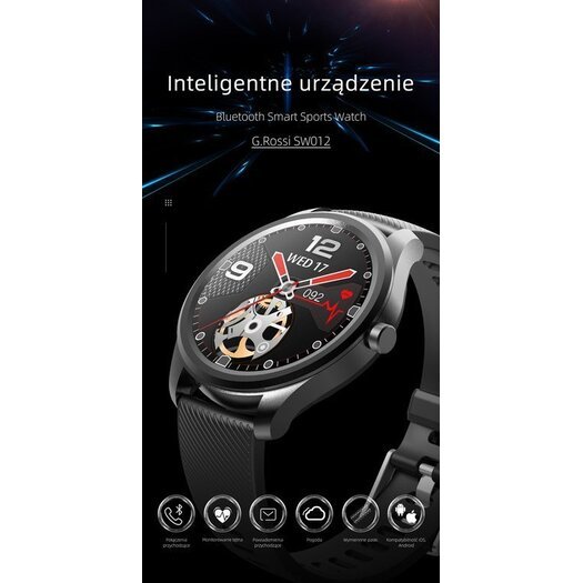 IŠMANUSIS LAIKRODIS SMARTWATCH G. Rossi SW012-3 silver/gray + dodatkowa BRANSOLETA (zg315c)