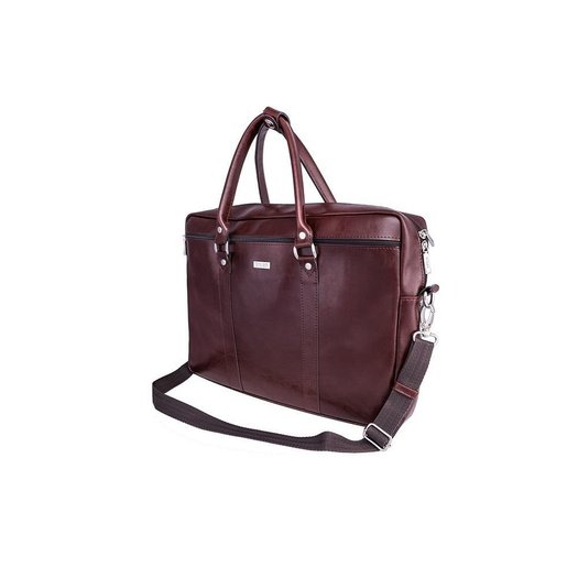 Burgundy leather shoulder laptop bag KILBRIDGE