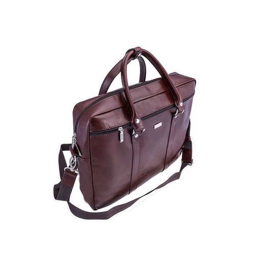 Burgundy leather shoulder laptop bag KILBRIDGE