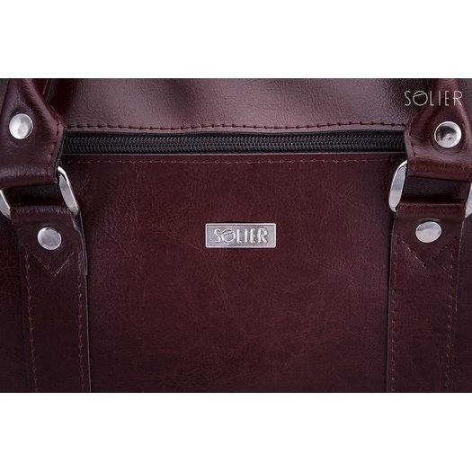 Burgundy leather shoulder laptop bag KILBRIDGE