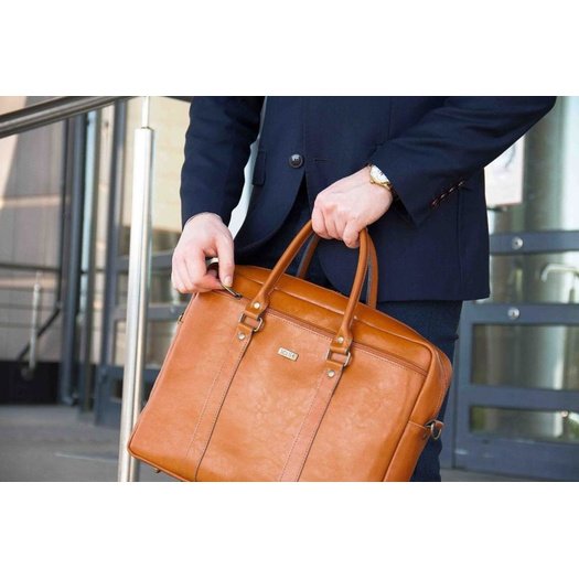 Burgundy leather shoulder laptop bag KILBRIDGE