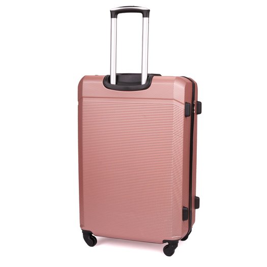 Solier Hartschalen Koffer Trolley 4 Rollen Reisekoffer Teleskopgriff und Kombinationsschloss ABS STL946 (Rosa Gold, L)