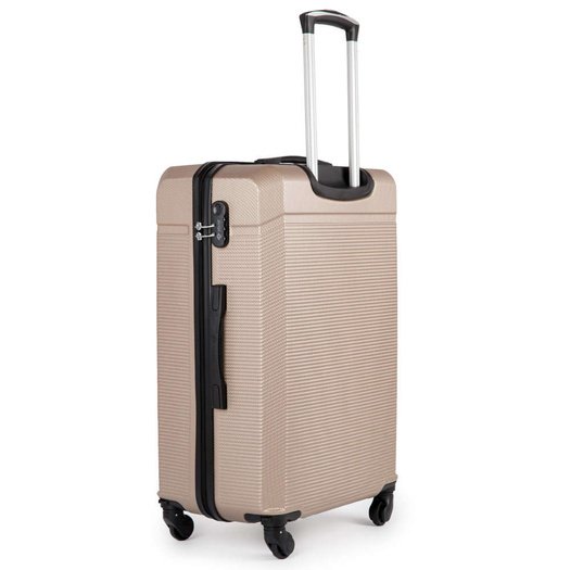 Solier Hartschalen Koffer Trolley 4 Rollen Reisekoffer Teleskopgriff und Kombinationsschloss ABS STL946 (Rosa Gold, L)