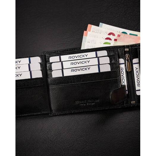 Leather wallet RFID ROVICKY N992L-RPVT-BL