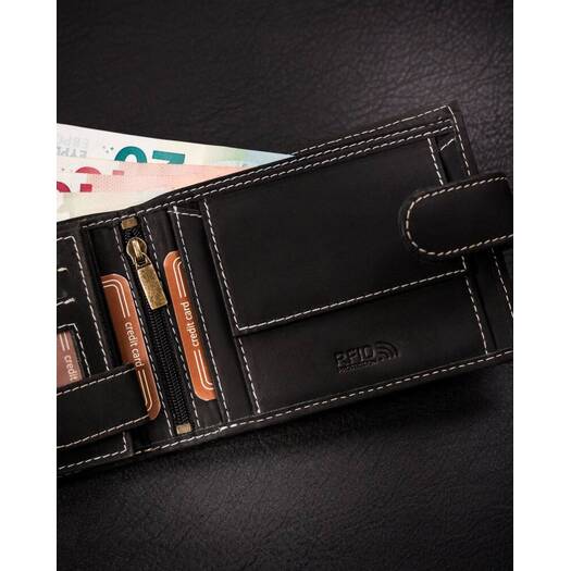 Leather wallet RFID BUFFALO WILD MR-02L-BAW-BL