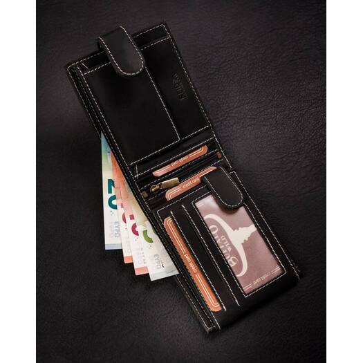 Leather wallet RFID BUFFALO WILD MR-02L-BAW-BL