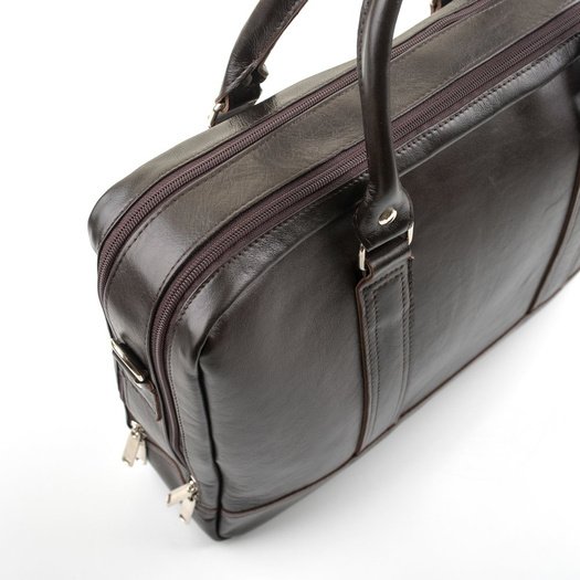 Brown leather shoulder laptop bag SL02 ABERDEEN