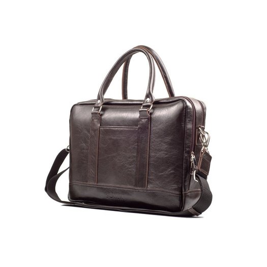 Brown leather shoulder laptop bag SL02 ABERDEEN