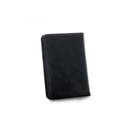 Slim leather men's wallet with coin holder SOLIER SW15 SLIM BLACK