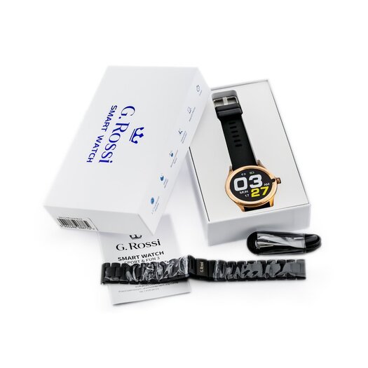 IŠMANUSIS LAIKRODIS SMARTWATCH G. Rossi SW012-4 gold/black + dodatkowa BRANSOLETA (zg315d)