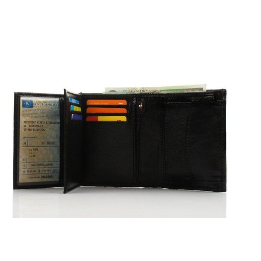 Elegant black leather wallet SOLIER SW01B