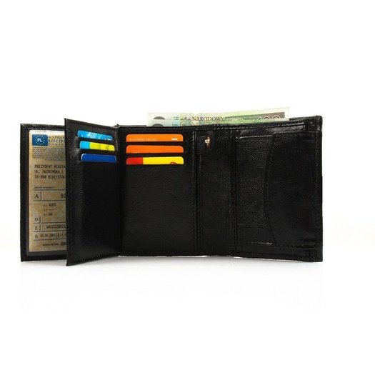 Elegant black leather wallet SOLIER SW01B