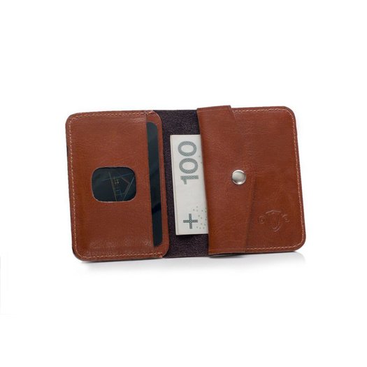 Slim leather men's wallet with coin holder SOLIER SW16 SLIM BROWN