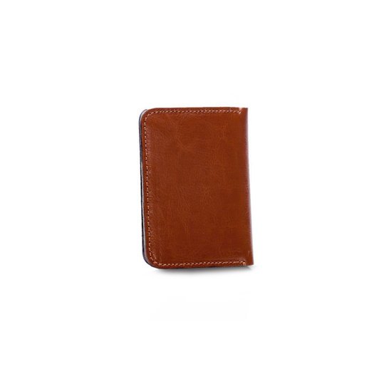 Slim leather men's wallet with coin holder SOLIER SW16 SLIM BROWN