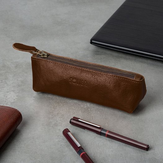 Leather men s pen case SA12 DEEP RED