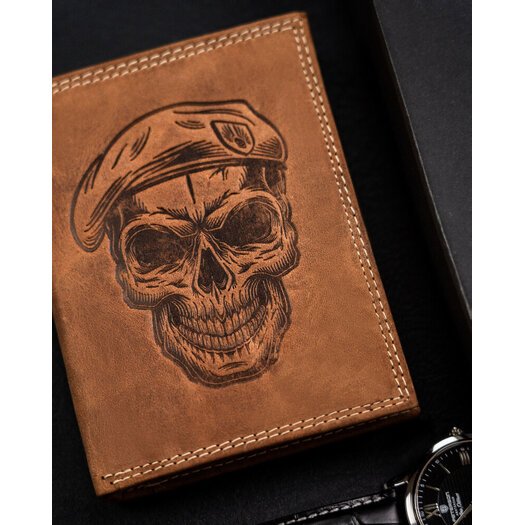 Leather wallet RFID ALWAYS WILD N4-CHM-SKULL