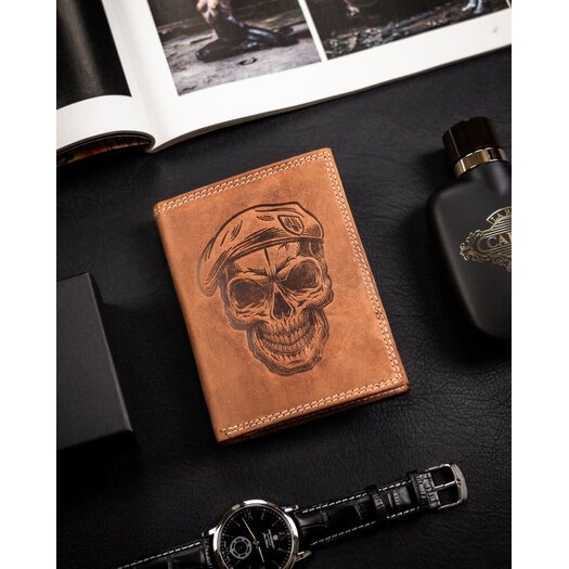 Leather wallet RFID ALWAYS WILD N4-CHM-SKULL