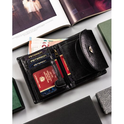 Leather wallet RFID PETERSON PTN 405-BO