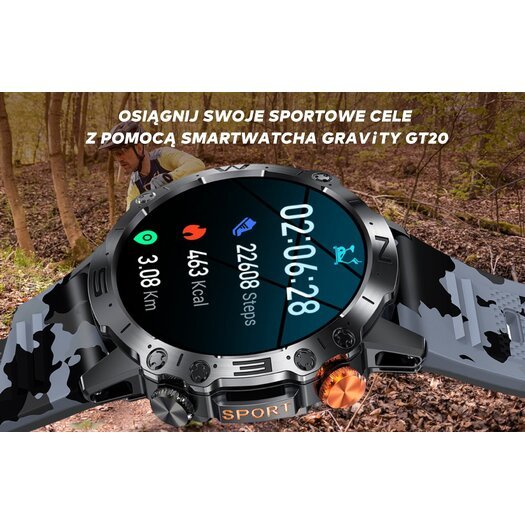 SMARTWATCH MĘSKI GRAVITY GT20-2 - AMOLED, DODATKOWY PASEK (sg024b)