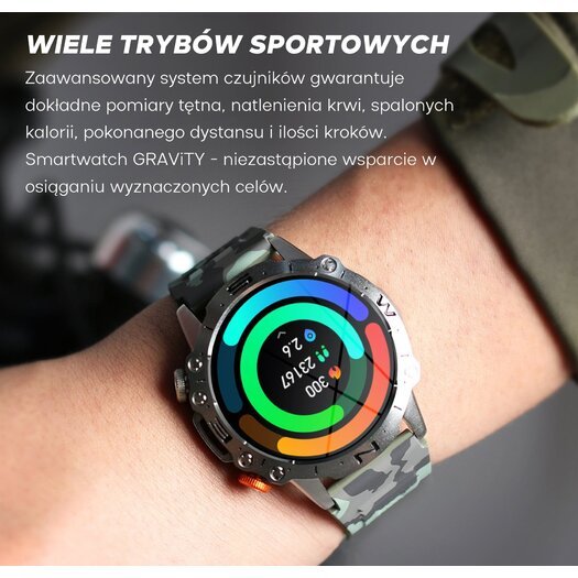 SMARTWATCH MĘSKI GRAVITY GT20-2 - AMOLED, DODATKOWY PASEK (sg024b)