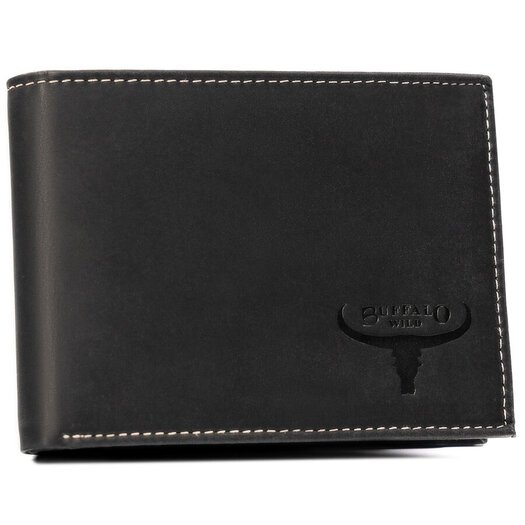 Leather wallet RFID BUFFALO WILD MR-02-BAW-BL