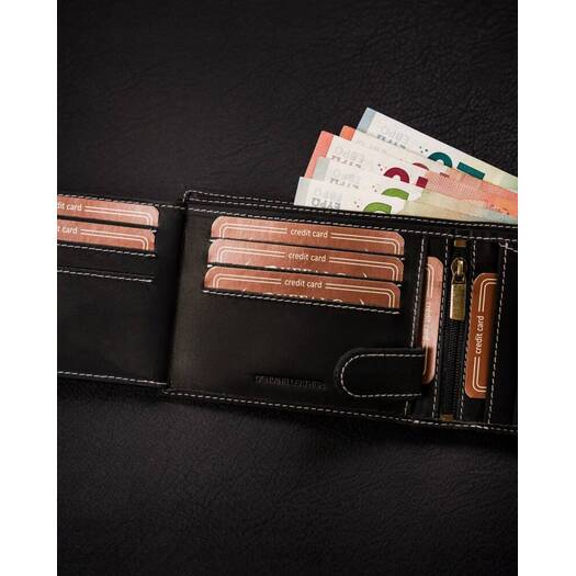 Leather wallet RFID BUFFALO WILD MR-02-BAW-BL