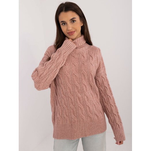 Sweter-AT-SW-23445.00-ciemny różowy