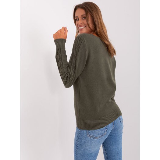 Sweter-AT-SW-2329.98P-ciemny khaki