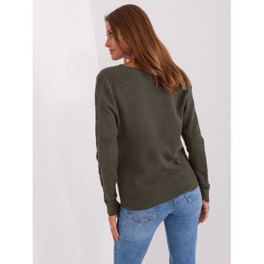 Sweter-AT-SW-2329.98P-ciemny khaki