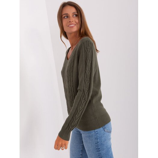 Sweter-AT-SW-2329.98P-ciemny khaki