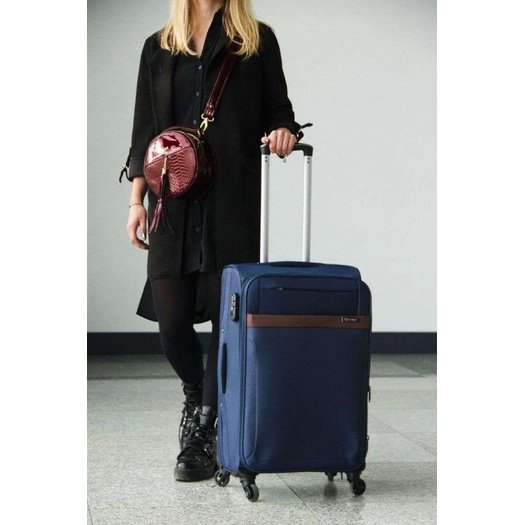 Large soft luggage L Solier STL1316 navy-brown