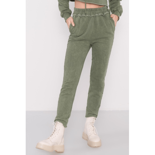 Spodnie dresowe-15891-khaki