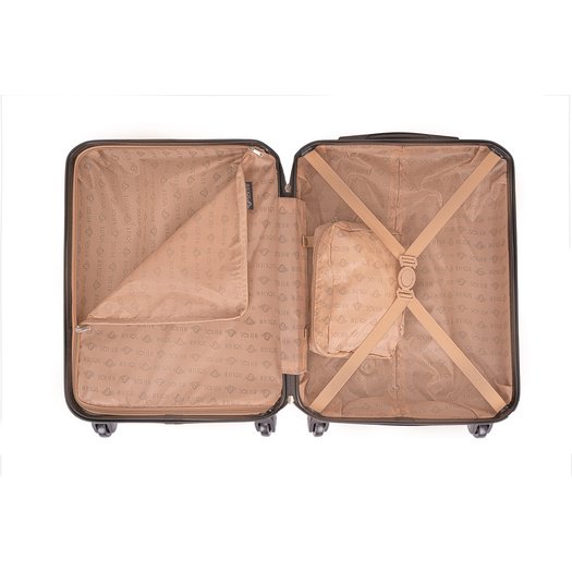 Solier Hartschalen Koffer Trolley 4 Rollen Reisekoffer Teleskopgriff und Kombinationsschloss ABS STL946 (Rosa Gold, L)