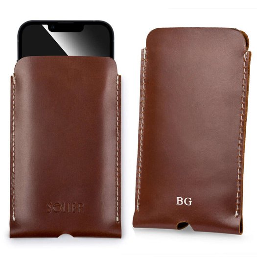 Leather case for IPhone 13/14 Solier SA57 brown