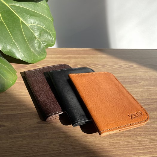 Brown leather wallet / passport holder SOLIER SW07