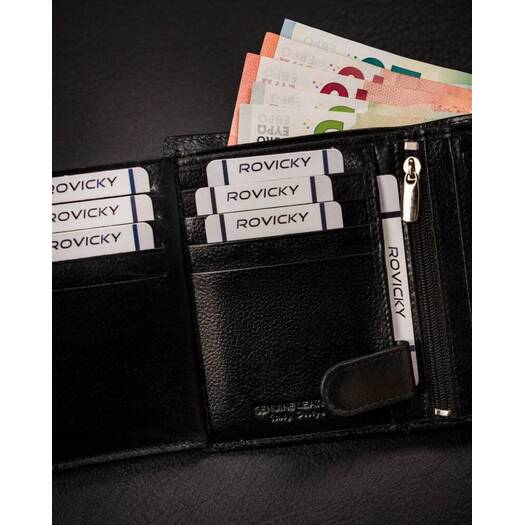 Leather wallet RFID ROVICKY N4-RPVT-BL