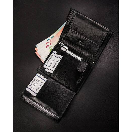 Leather wallet RFID ROVICKY N4-RPVT-BL