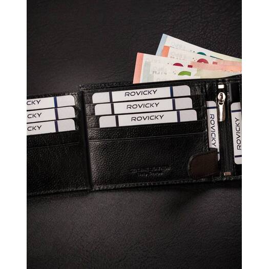 Leather wallet RFID ROVICKY N992-RPVT-BL